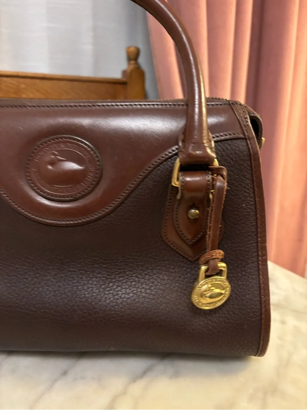 Vintage Dooney and Bourke Brown Leather Satchel Handbag
